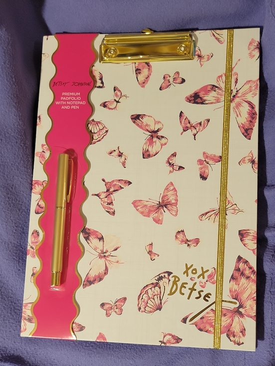 Betsey Johnson Other - Betsey Johnson Pink Butterfly Padfolio with Gold Pen